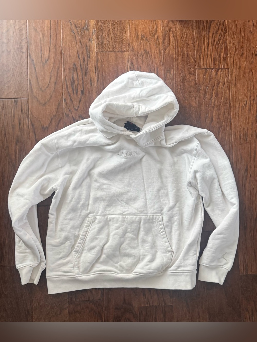 Jordan White Hooded Pullover with Subtle Embroidered Logo XL